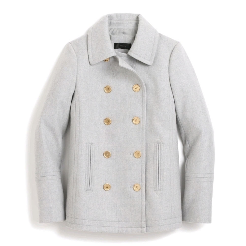 J.Crew Wool Cashmere By Nello Gori Double Breasted Peacoat Gold Buttons 0 Petite